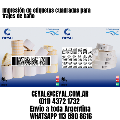 Impresión de etiquetas cuadradas para trajes de baño