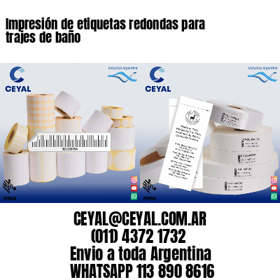 Impresión de etiquetas redondas para trajes de baño