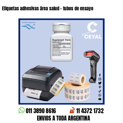 Etiquetas adhesivas área salud – tubos de ensayo