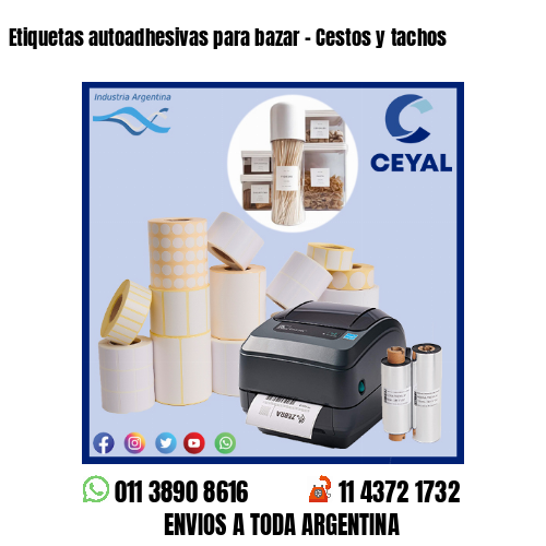 Etiquetas autoadhesivas para bazar – Cestos y tachos