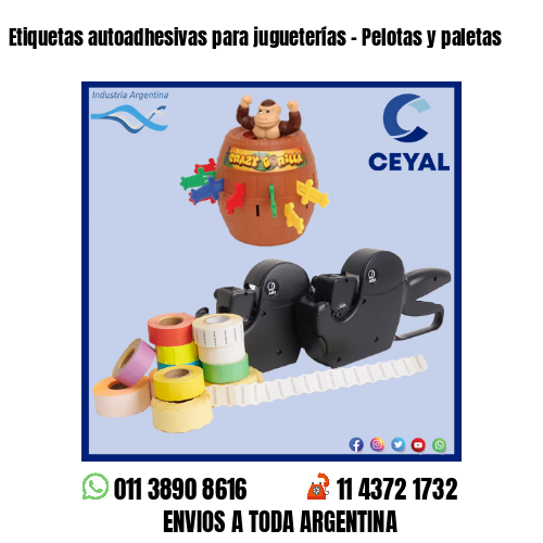 Etiquetas autoadhesivas para jugueterías – Pelotas y paletas