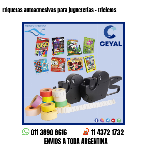 Etiquetas autoadhesivas para jugueterías – triciclos