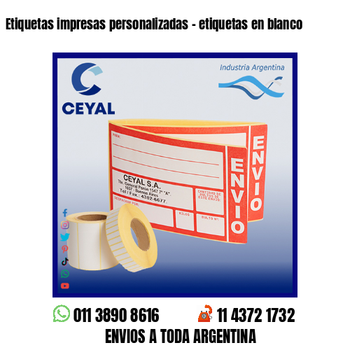 Etiquetas impresas personalizadas – etiquetas en blanco
