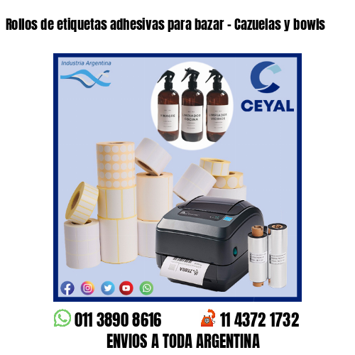 Rollos de etiquetas adhesivas para bazar – Cazuelas y bowls