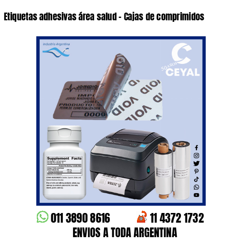 Etiquetas adhesivas área salud – Cajas de comprimidos