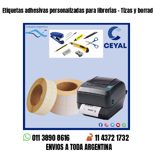 Etiquetas adhesivas personalizadas para librerías – Tizas y borradores