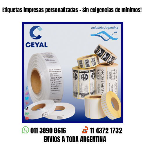 Etiquetas impresas personalizadas – Sin exigencias de mínimos!