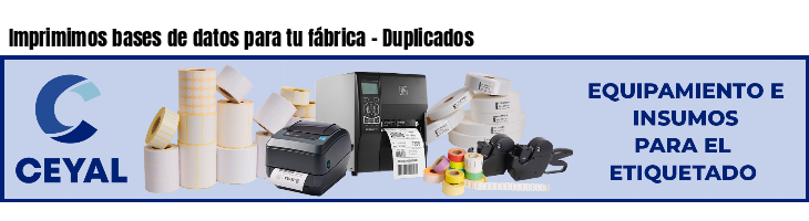 Imprimimos bases de datos para tu fábrica - Duplicados