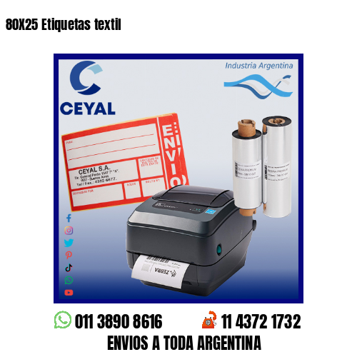 80X25 Etiquetas textil