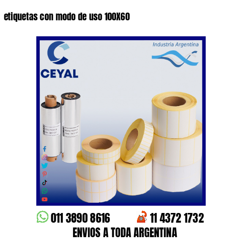 etiquetas con modo de uso 100X60