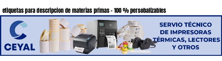 etiquetas para descripcion de materias primas - 100 % persobalizables