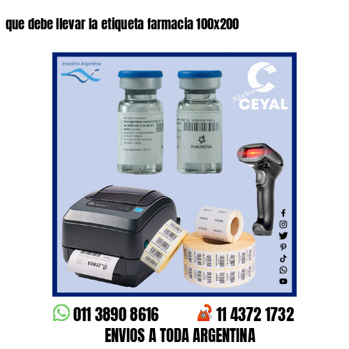 que debe llevar la etiqueta farmacia 100×200
