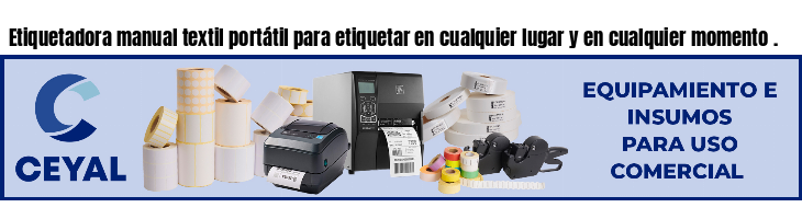 Etiquetadora manual textil portátil para etiquetar en cualquier lugar y en cualquier momento .