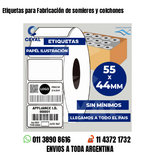 Etiquetas para Fabricación de somieres y colchones