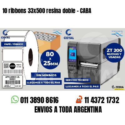 10 ribbons 33x500 resina doble - CABA