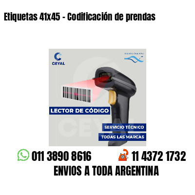 Etiquetas 41x45 - Codificación de prendas