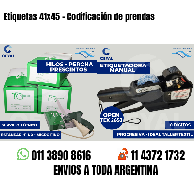 Etiquetas 41x45 - Codificación de prendas