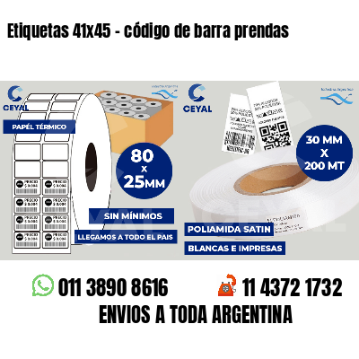Etiquetas 41x45 - código de barra prendas