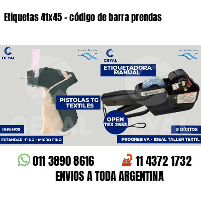 Etiquetas 41x45 - código de barra prendas