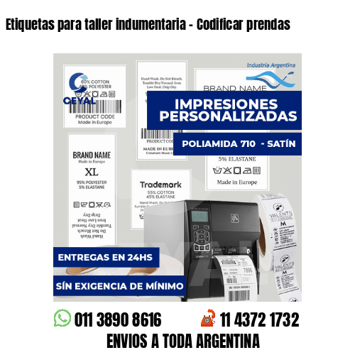 Etiquetas para taller indumentaria - Codificar prendas