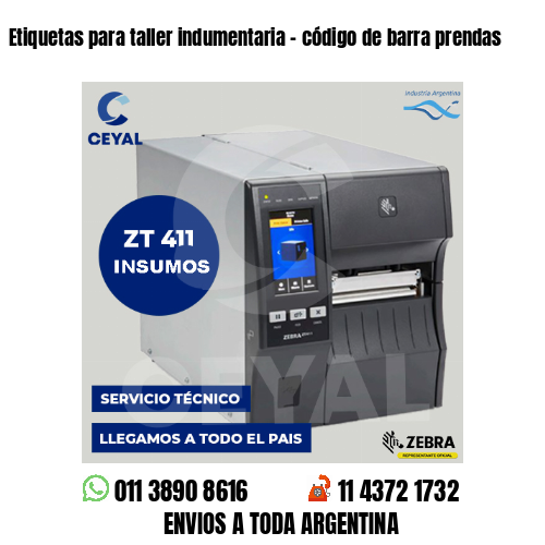 Etiquetas para taller indumentaria - código de barra prendas