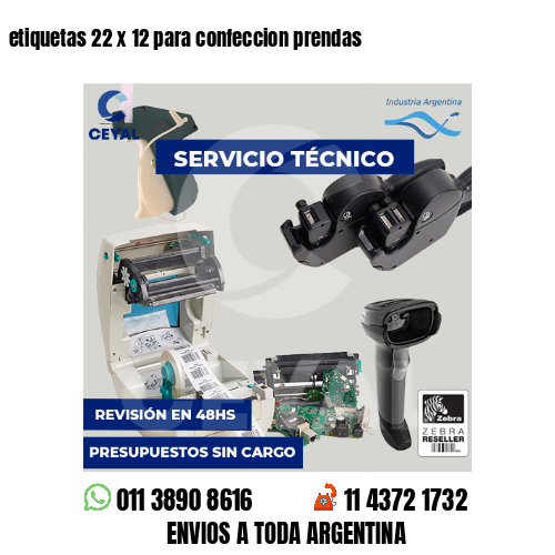 etiquetas 22 x 12 para confeccion prendas