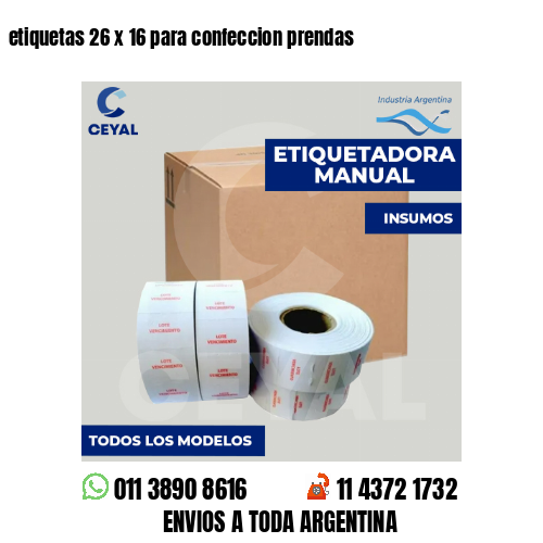 etiquetas 26 x 16 para confeccion prendas