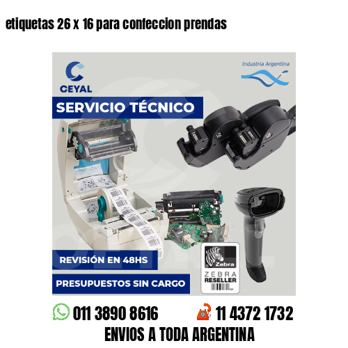 etiquetas 26 x 16 para confeccion prendas