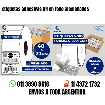 etiquetas adhesivas QR en rollo alcolchados