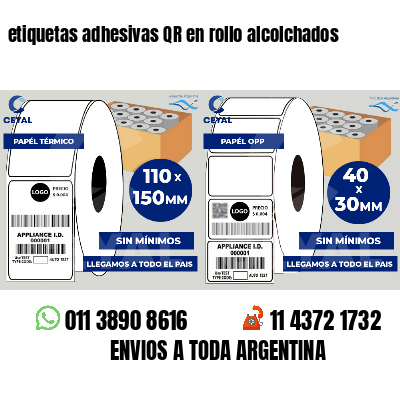 etiquetas adhesivas QR en rollo alcolchados