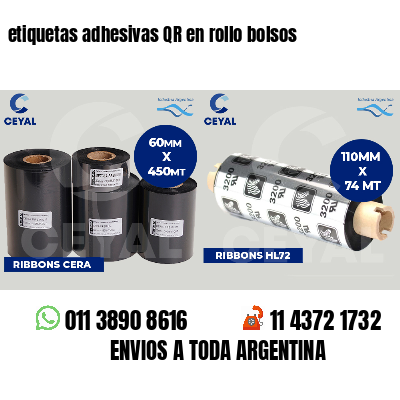 etiquetas adhesivas QR en rollo bolsos