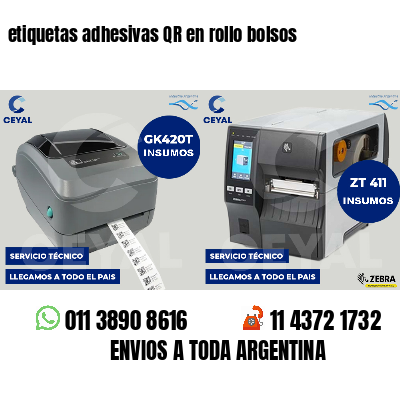etiquetas adhesivas QR en rollo bolsos