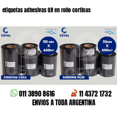 etiquetas adhesivas QR en rollo cortinas