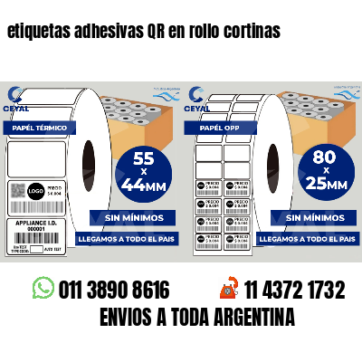 etiquetas adhesivas QR en rollo cortinas