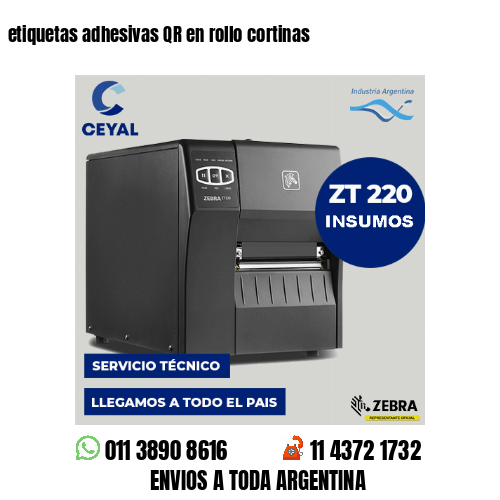 etiquetas adhesivas QR en rollo cortinas