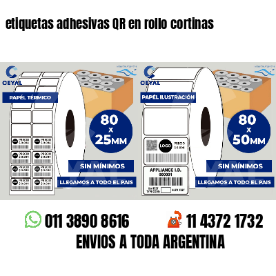 etiquetas adhesivas QR en rollo cortinas