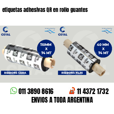 etiquetas adhesivas QR en rollo guantes