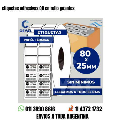etiquetas adhesivas QR en rollo guantes