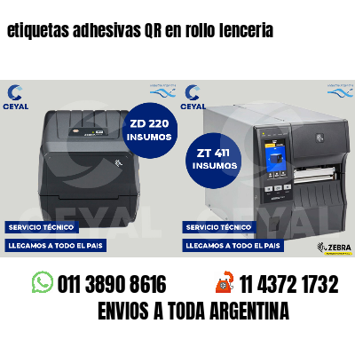 etiquetas adhesivas QR en rollo lenceria