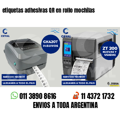 etiquetas adhesivas QR en rollo mochilas