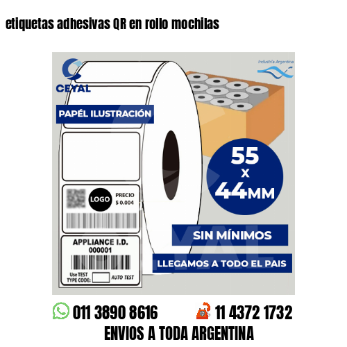 etiquetas adhesivas QR en rollo mochilas