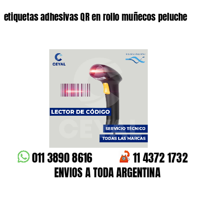 etiquetas adhesivas QR en rollo muñecos peluche