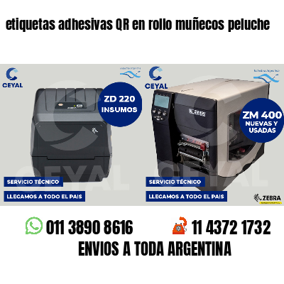 etiquetas adhesivas QR en rollo muñecos peluche