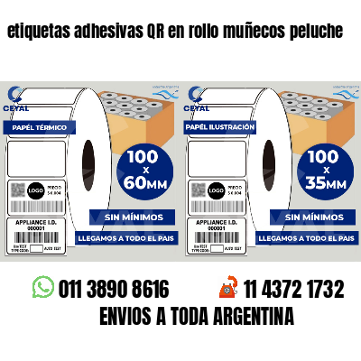 etiquetas adhesivas QR en rollo muñecos peluche