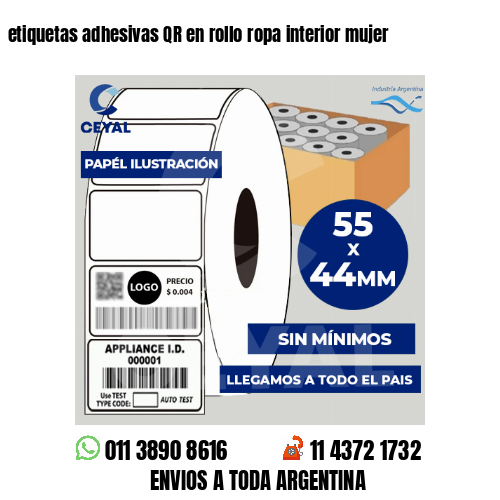 etiquetas adhesivas QR en rollo ropa interior mujer
