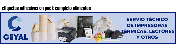 etiquetas adhesivas en pack completo alimentos