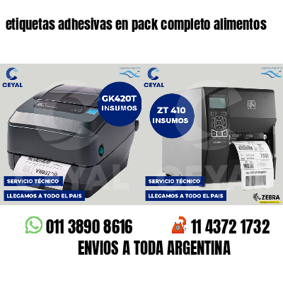 etiquetas adhesivas en pack completo alimentos