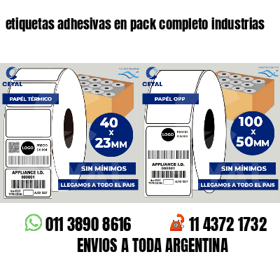 etiquetas adhesivas en pack completo industrias