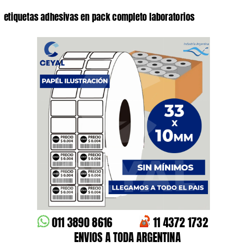 etiquetas adhesivas en pack completo laboratorios