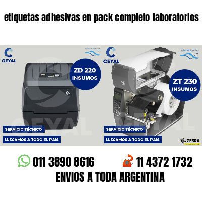 etiquetas adhesivas en pack completo laboratorios